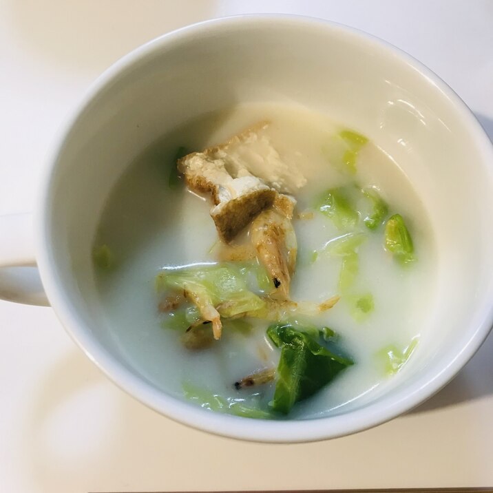 57kcal 包丁不要 キャベツと厚揚げのスープ レシピ 作り方 By ぽちぽち27 つくれぽフォローします 楽天レシピ